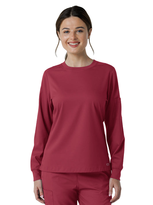 Women's One-Pocket Classic Long Sleeve Scrub Tee - 6551 - Ruby
