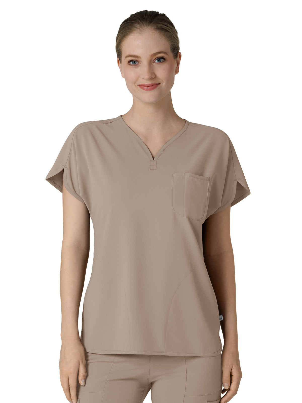 Women's Three-Pocket Y-Neck Dolman Scrub Top