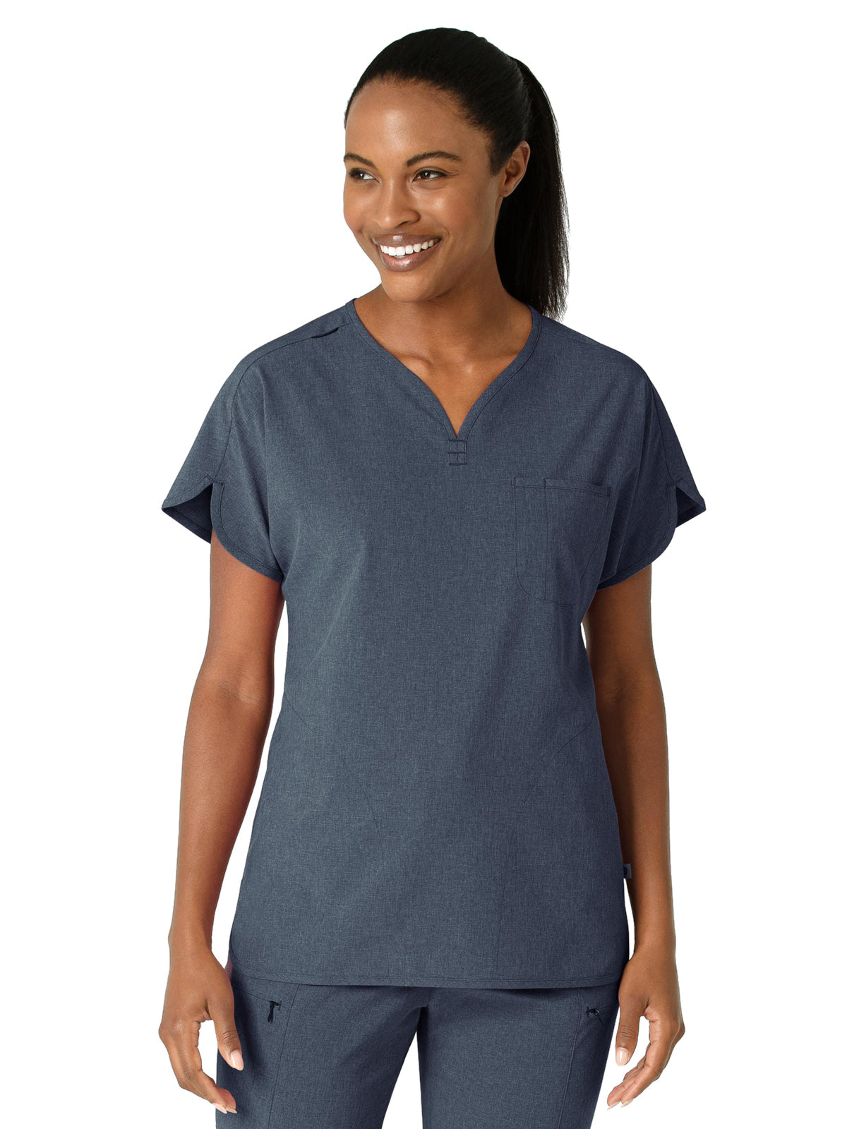 Women's Three-Pocket Y-Neck Dolman Scrub Top