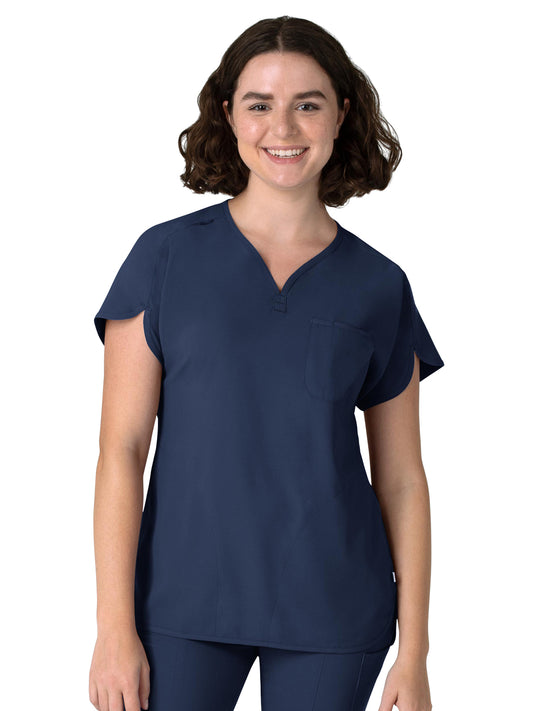 Women's Three-Pocket Y-Neck Dolman Scrub Top