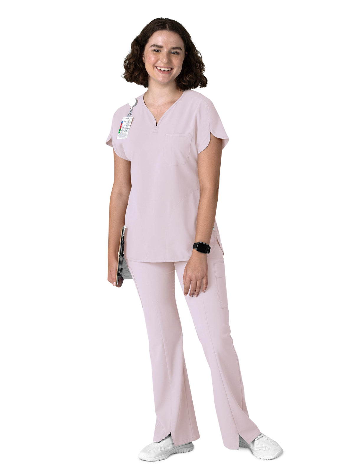 Women's Three-Pocket Y-Neck Dolman Scrub Top