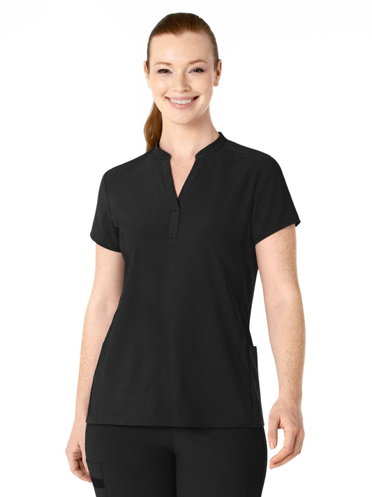 Women's Four-Pocket Mandarin Collar Scrub Top