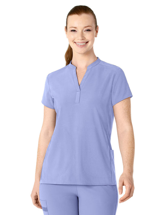 Women's Four-Pocket Mandarin Collar Scrub Top