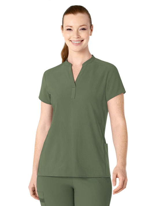 Women's Four-Pocket Mandarin Collar Scrub Top