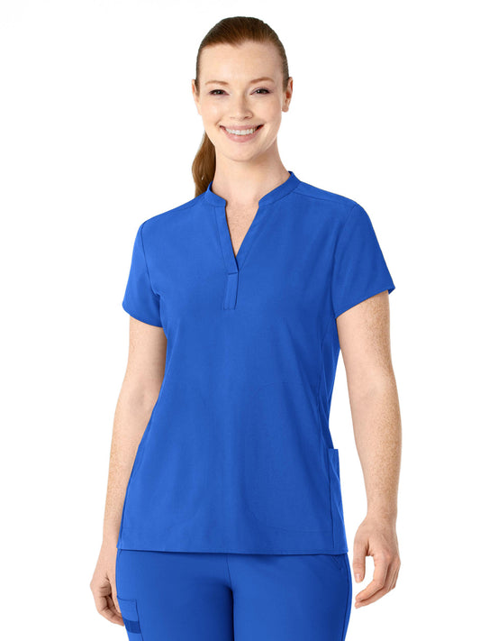 Women's Four-Pocket Mandarin Collar Scrub Top