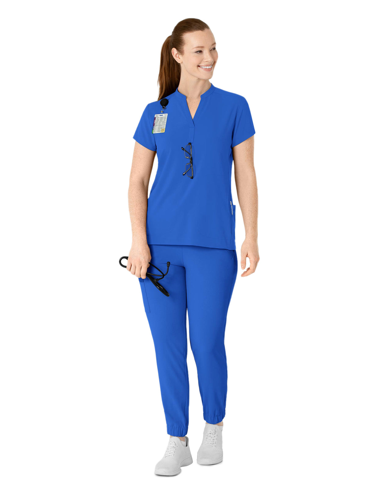 Women's Four-Pocket Mandarin Collar Scrub Top