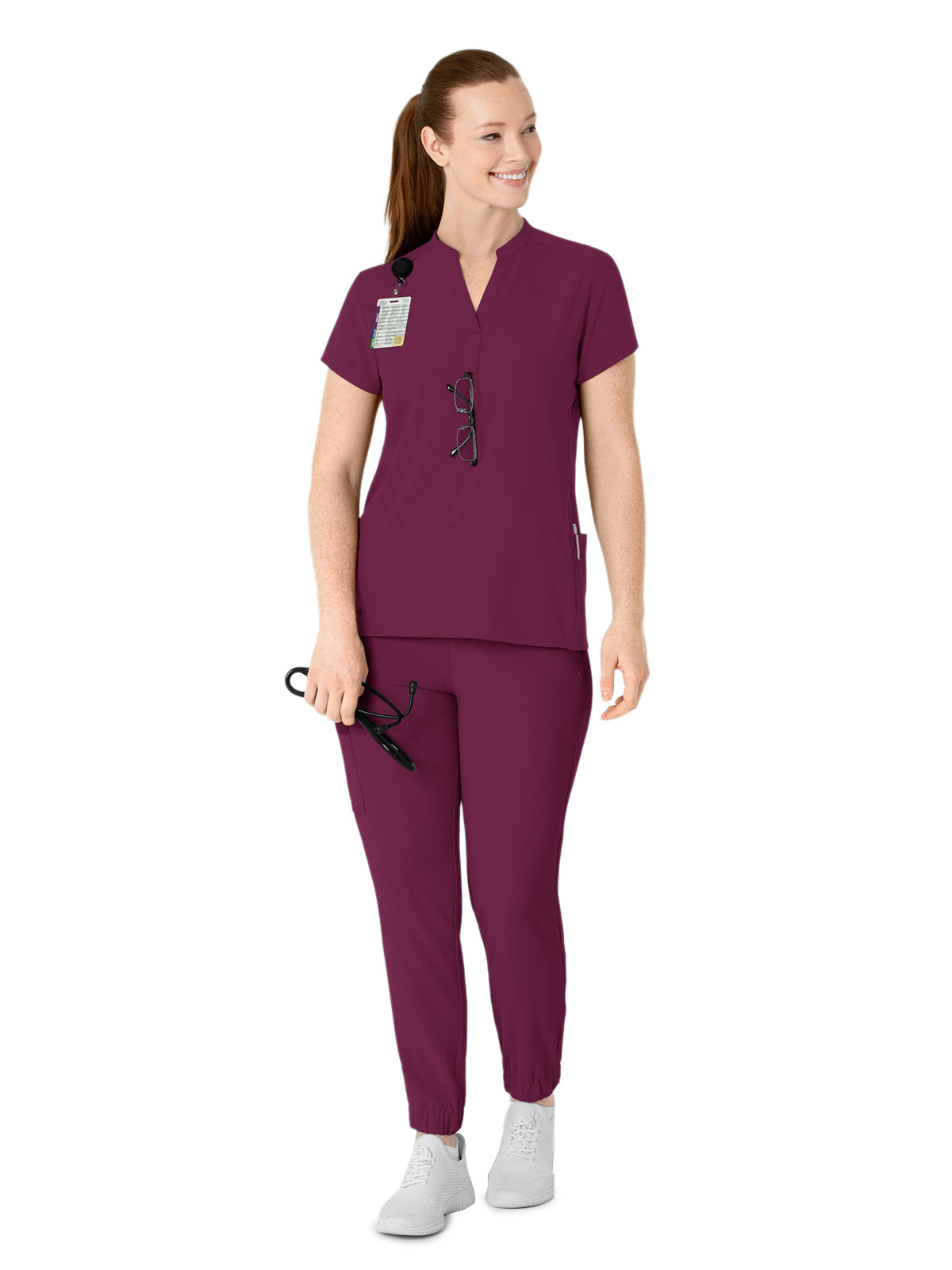 Women's Four-Pocket Mandarin Collar Scrub Top