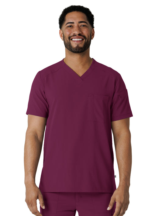 Men's V-Neck Five-Pocket Top - 6834 - Wine