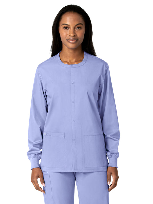 Unisex Five-Pocket Snap Front Scrub Jacket