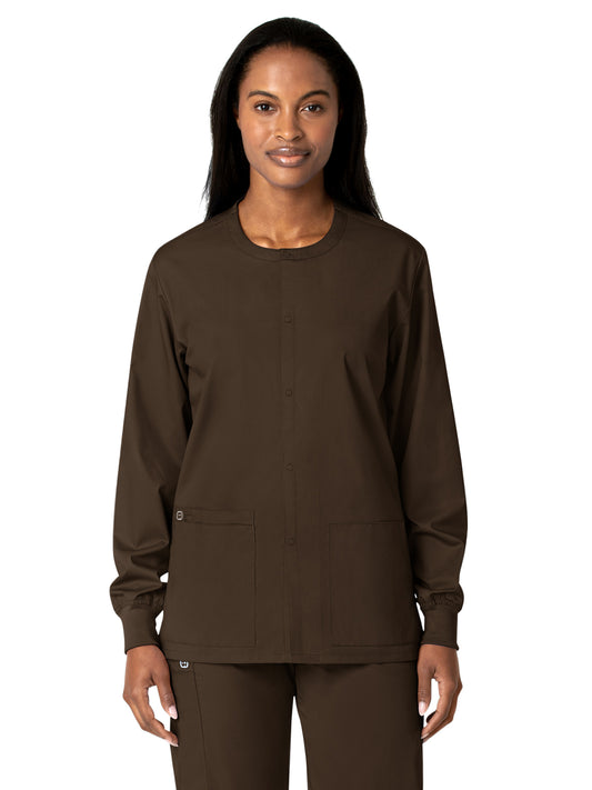 Unisex Five-Pocket Snap Front Scrub Jacket