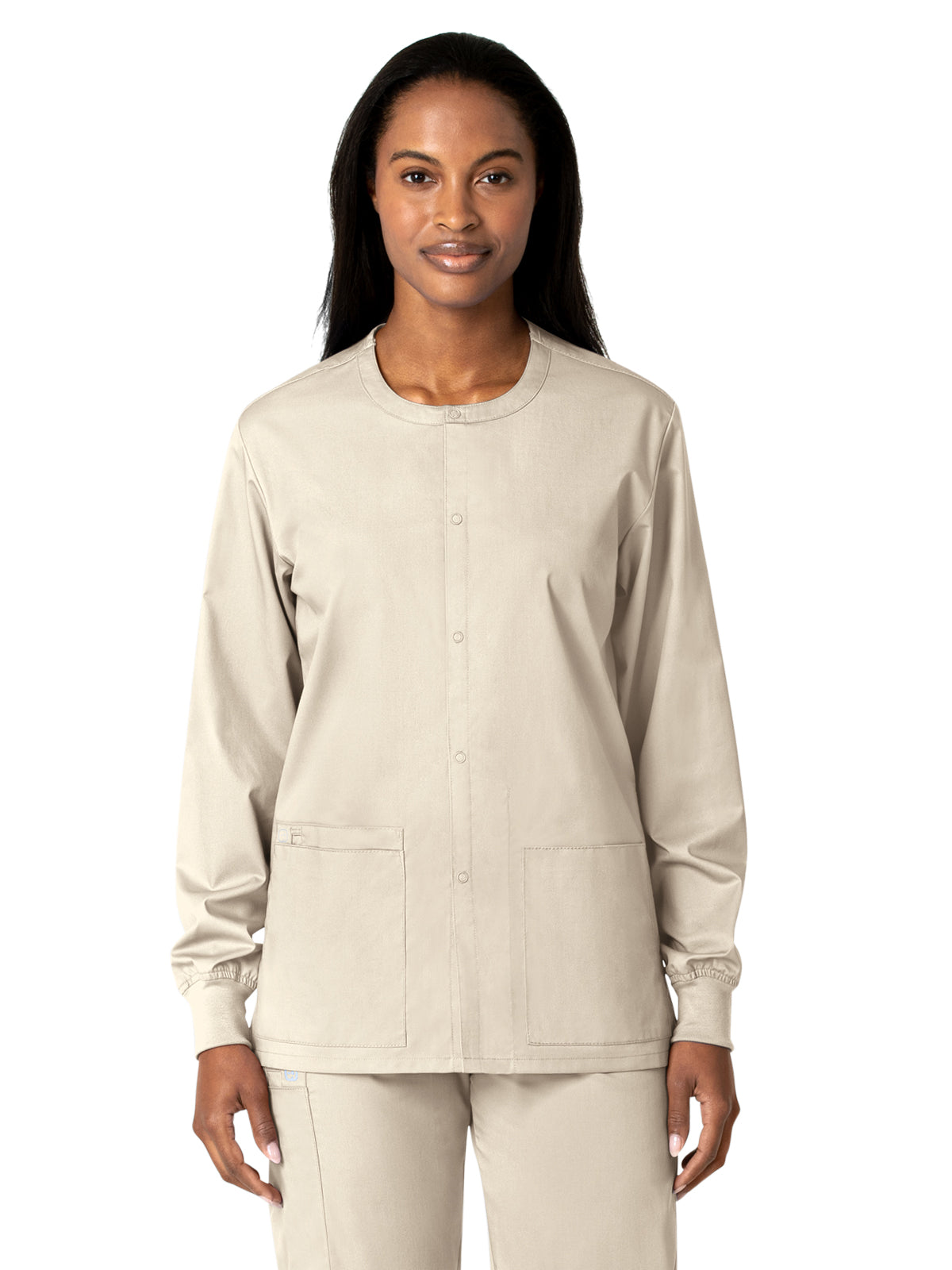 Unisex Five-Pocket Snap Front Scrub Jacket