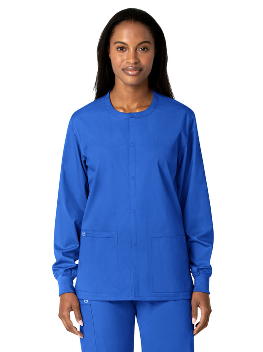 Unisex Five-Pocket Snap Front Scrub Jacket