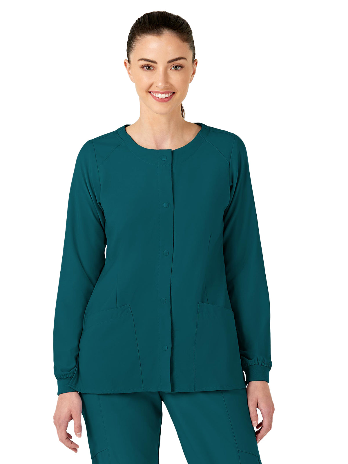 Women's Two-Pocket Crew Neck Scrub Jacket