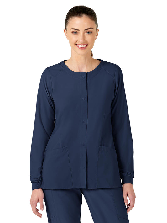 Women's Two-Pocket Crew Neck Scrub Jacket