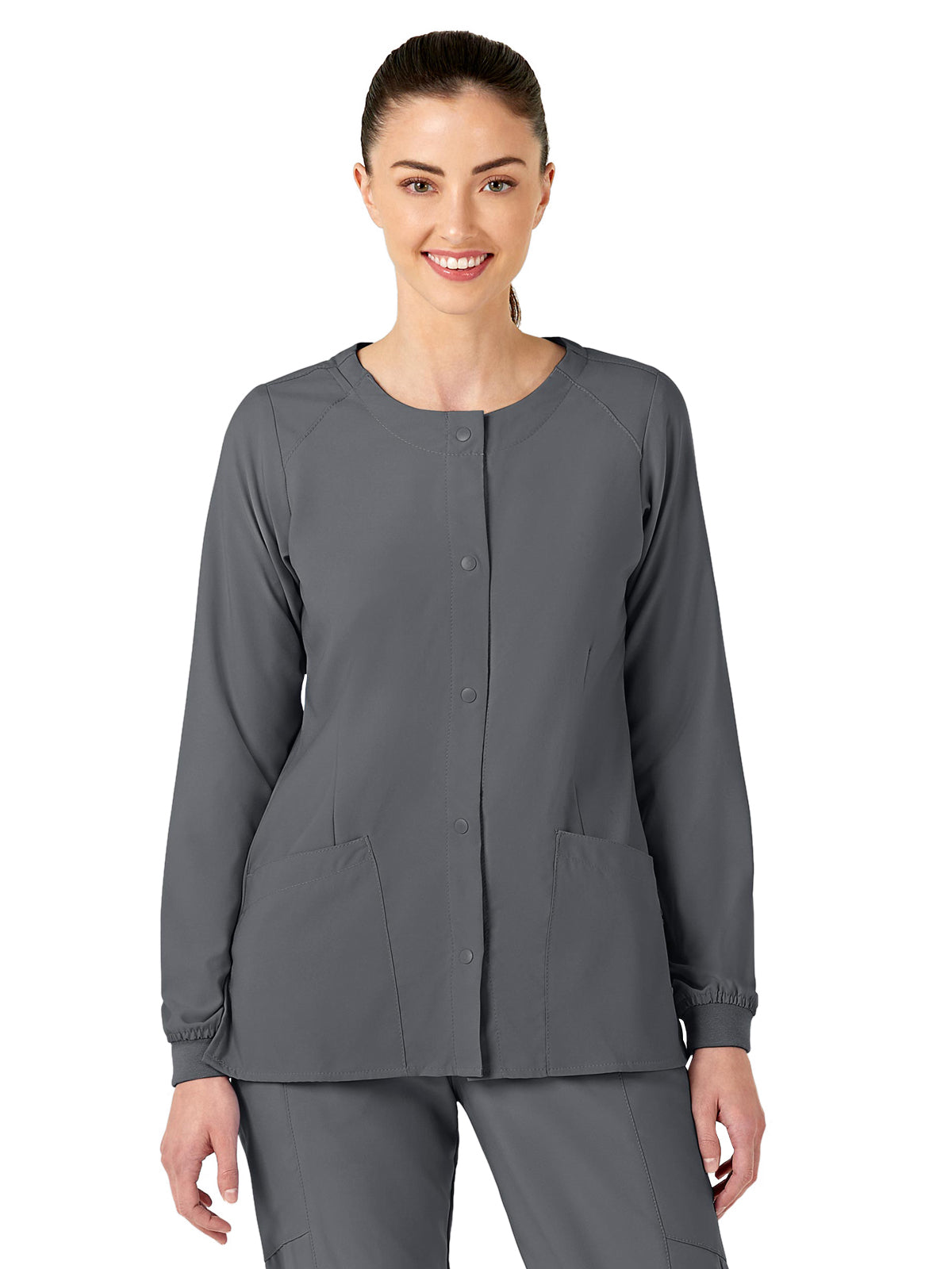 Women's Two-Pocket Crew Neck Scrub Jacket