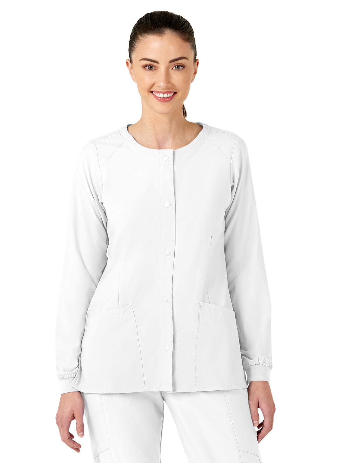 Women's Two-Pocket Crew Neck Scrub Jacket