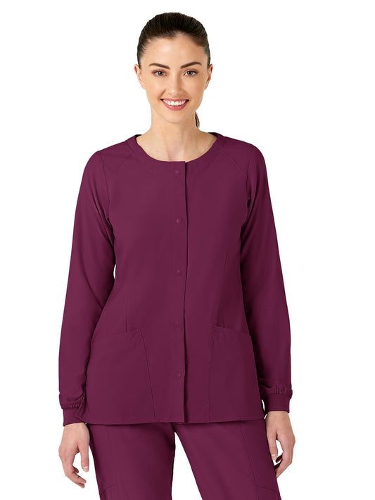 Women's Two-Pocket Crew Neck Scrub Jacket