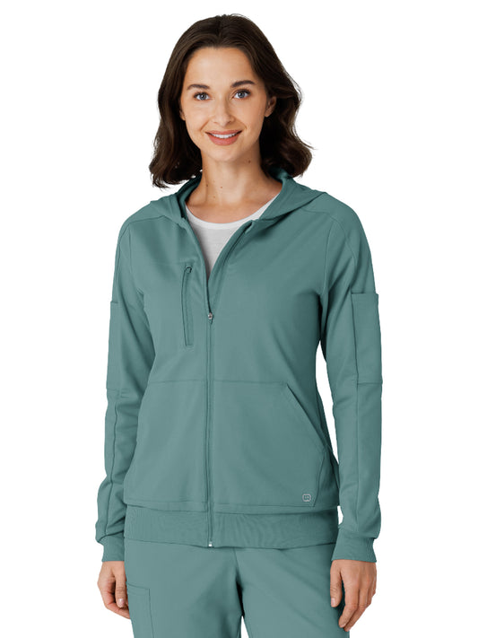 Knit Women’s Four-Pocket Zip Hoodie - 8159 - Vintage Teal