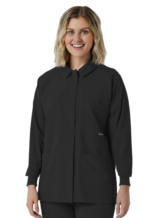 Women’s Four-Pocket Scrub Shirt Jacket - 8180 - Black