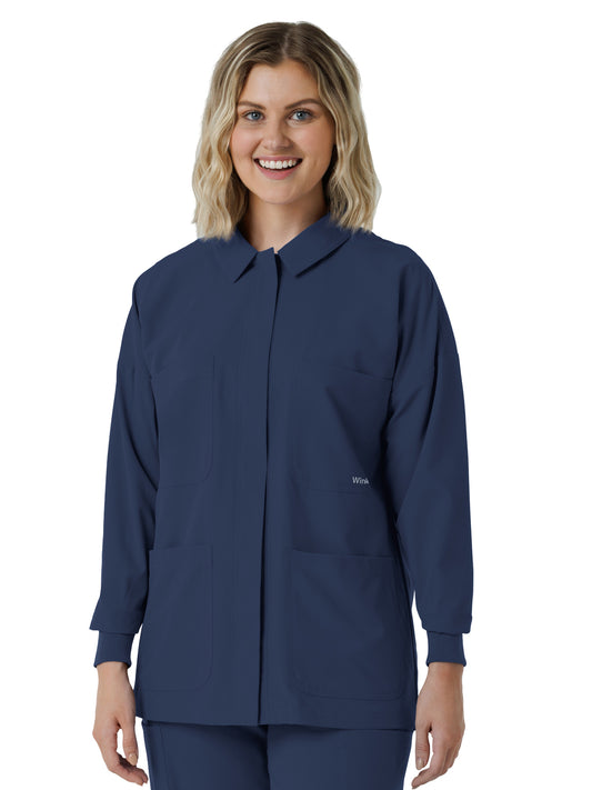 Women’s Four-Pocket Scrub Shirt Jacket - 8180 - Navy