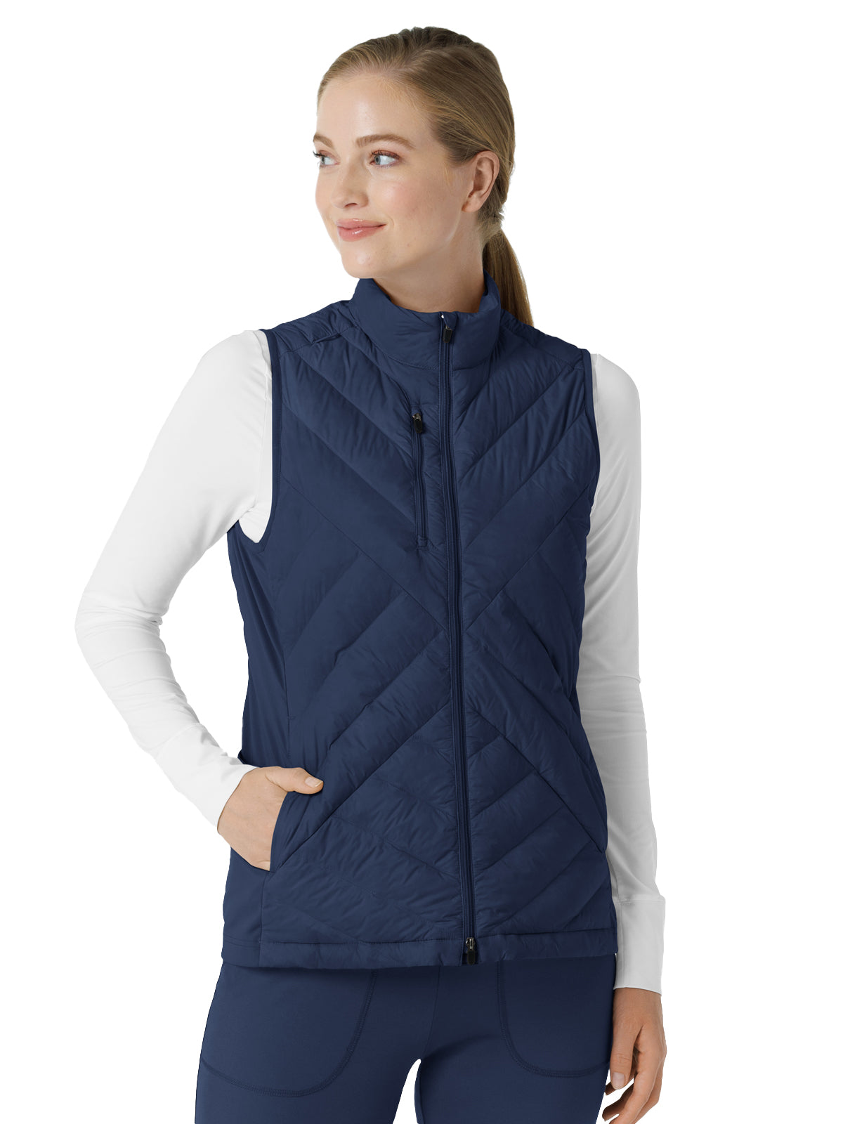 Women's Six-Pocket Quilted Scrub Vest