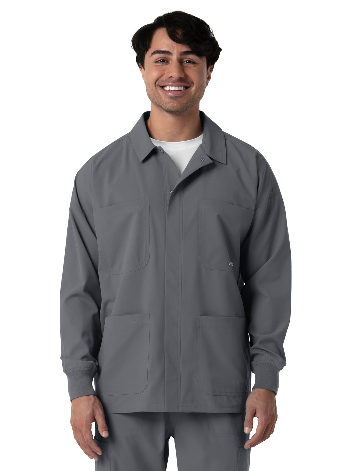 Men’s Four-Pocket Scrub Shirt Jacket - 8380 - Pewter