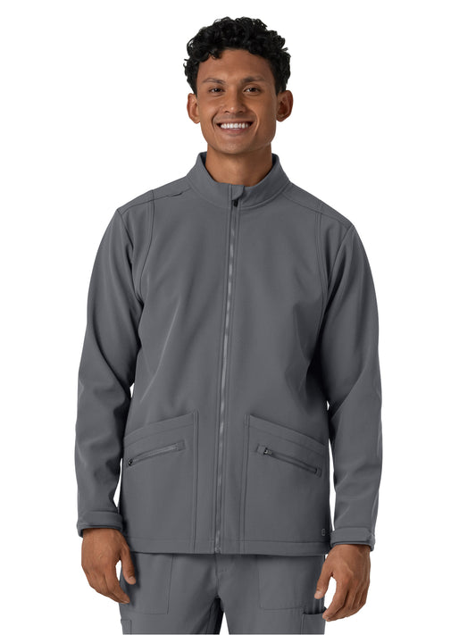 Men's Four-Pocket Soft Shell Scrub Jacket - 8609 - Pewter