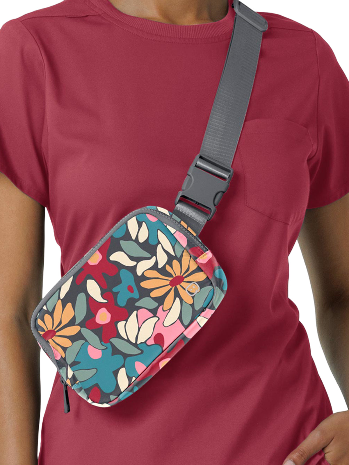 Chatelaine Four-Pocket Belt Bag - A101 - Floral Fusion Pewter