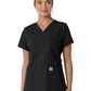 Women's Four-Pocket V-Neck Knit Panel Scrub Top