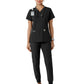 Women's Four-Pocket V-Neck Knit Panel Scrub Top