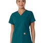 Women's Four-Pocket V-Neck Knit Panel Scrub Top