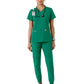 Women's Four-Pocket V-Neck Knit Panel Scrub Top