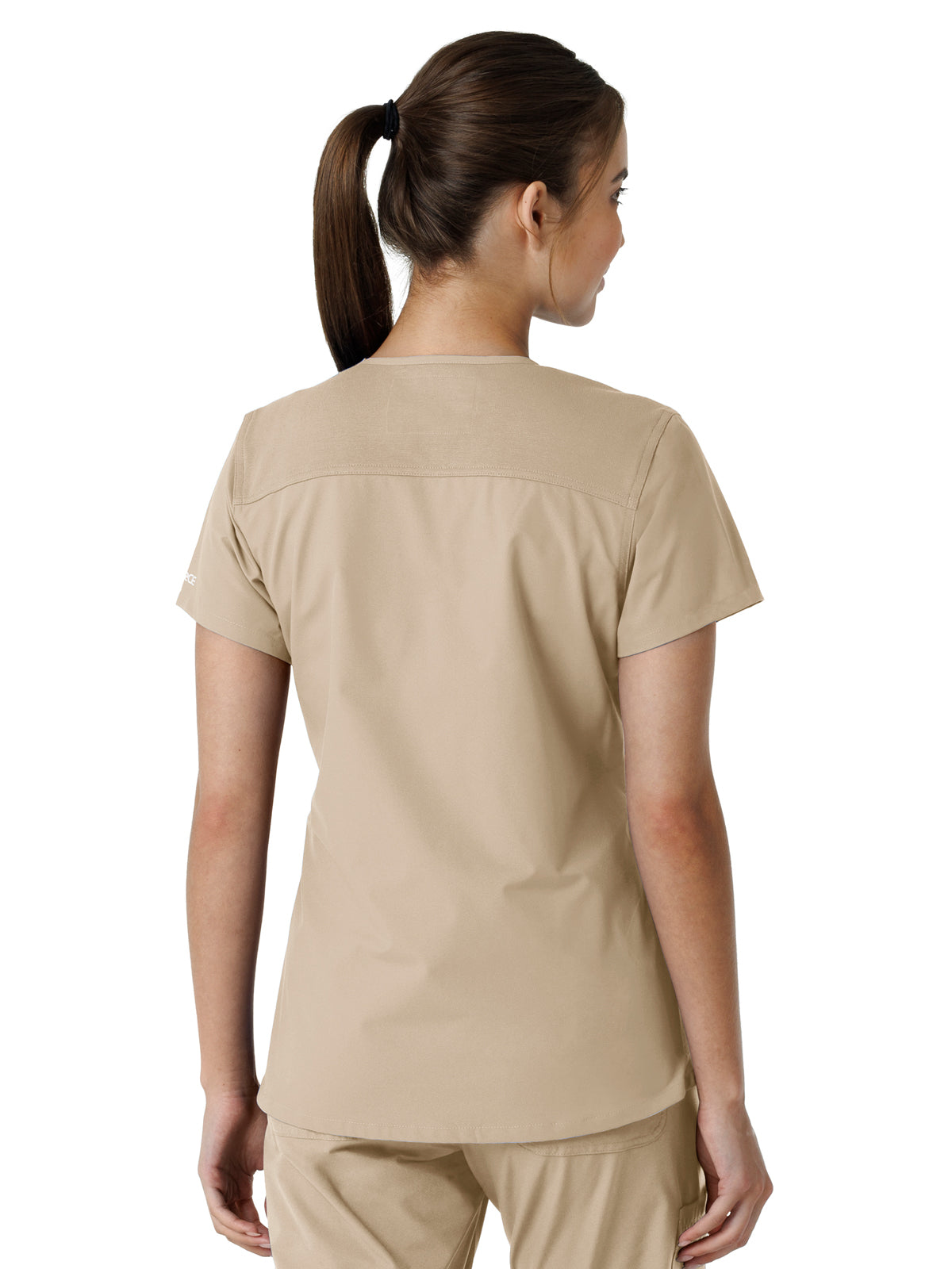 Women's Four-Pocket V-Neck Knit Panel Scrub Top