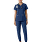 Women's Four-Pocket V-Neck Knit Panel Scrub Top