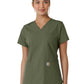 Women's Four-Pocket V-Neck Knit Panel Scrub Top