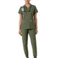 Women's Four-Pocket V-Neck Knit Panel Scrub Top