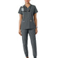 Women's Four-Pocket V-Neck Knit Panel Scrub Top