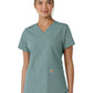 Women's Four-Pocket V-Neck Knit Panel Scrub Top