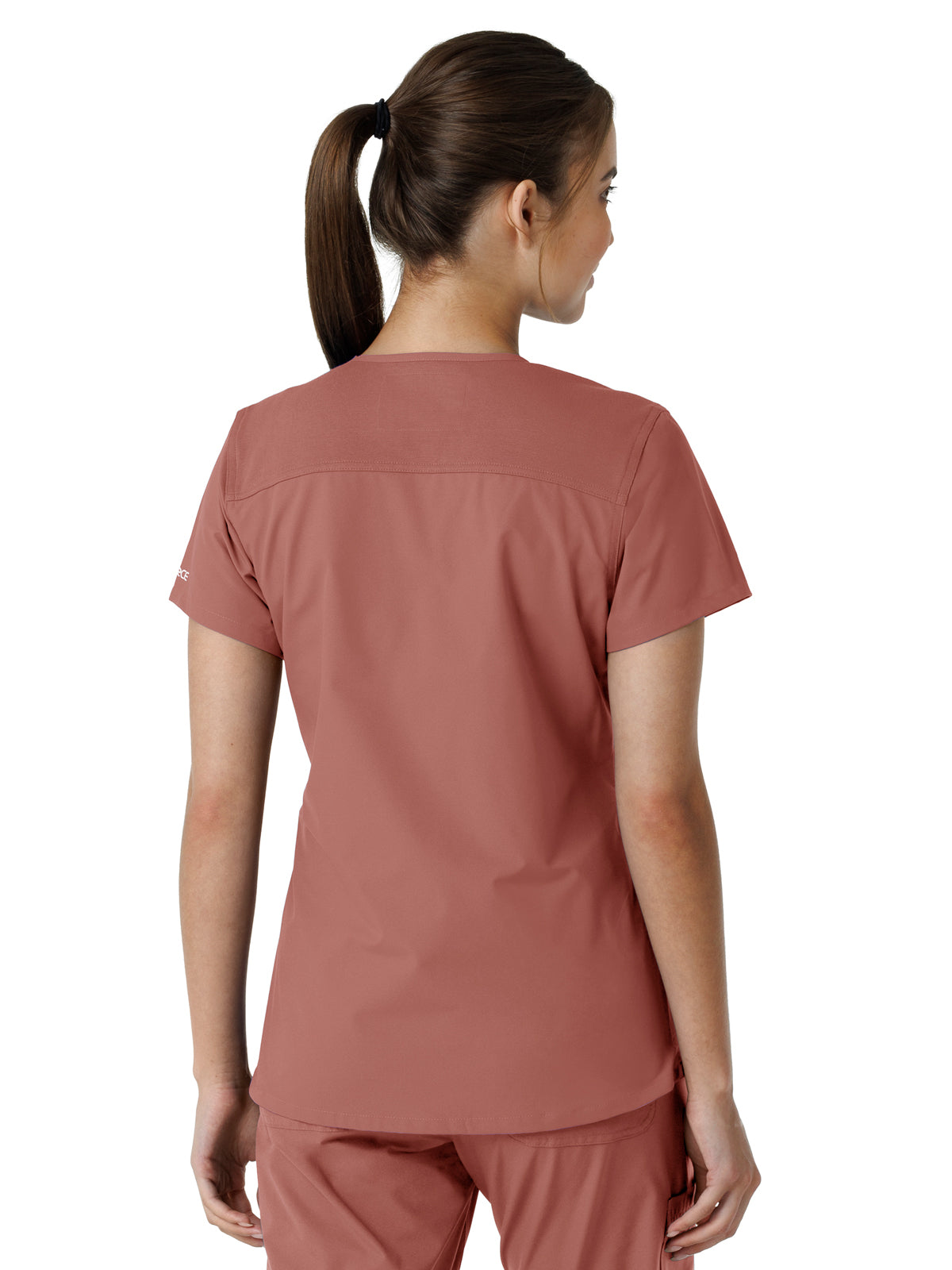 Women's Four-Pocket V-Neck Knit Panel Scrub Top