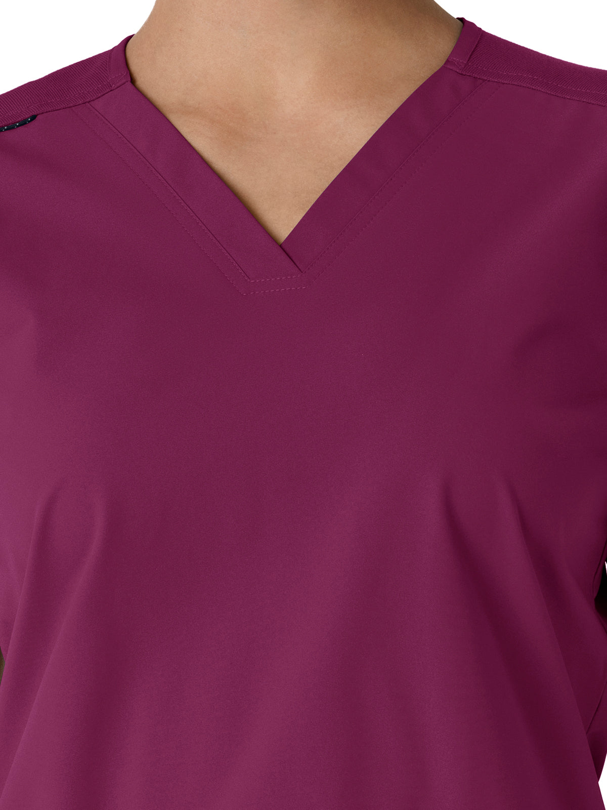 Women's Four-Pocket V-Neck Knit Panel Scrub Top