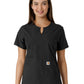 Women's Notch Neck Tunic Knit Panel Scrub Top