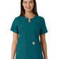 Women's Notch Neck Tunic Knit Panel Scrub Top