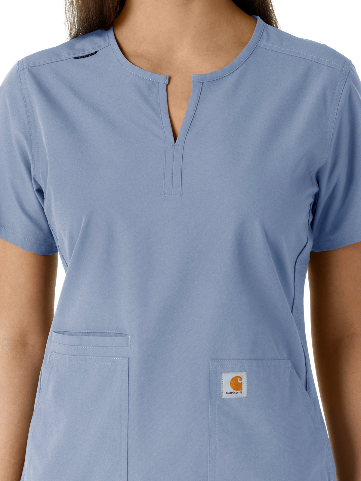 Women's Notch Neck Tunic Knit Panel Scrub Top