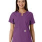 Women's Notch Neck Tunic Knit Panel Scrub Top