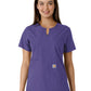 Women's Notch Neck Tunic Knit Panel Scrub Top