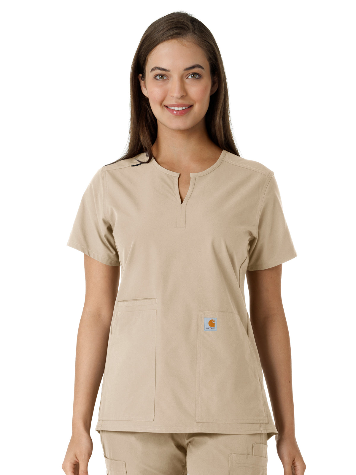 Women's Notch Neck Tunic Knit Panel Scrub Top