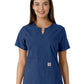 Women's Notch Neck Tunic Knit Panel Scrub Top