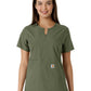 Women's Notch Neck Tunic Knit Panel Scrub Top