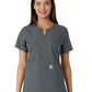 Women's Notch Neck Tunic Knit Panel Scrub Top