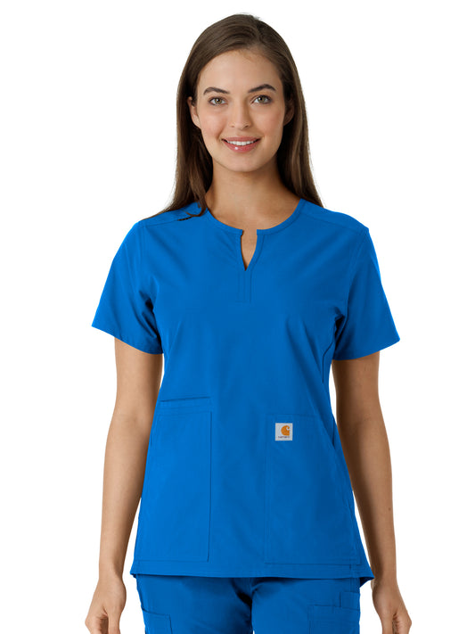 Women's Notch Neck Tunic Knit Panel Scrub Top